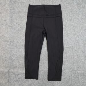 Lululemon Leggings Womens 4 Crop Twist Train Mesh 17" Black Run Yoga Gym Workout